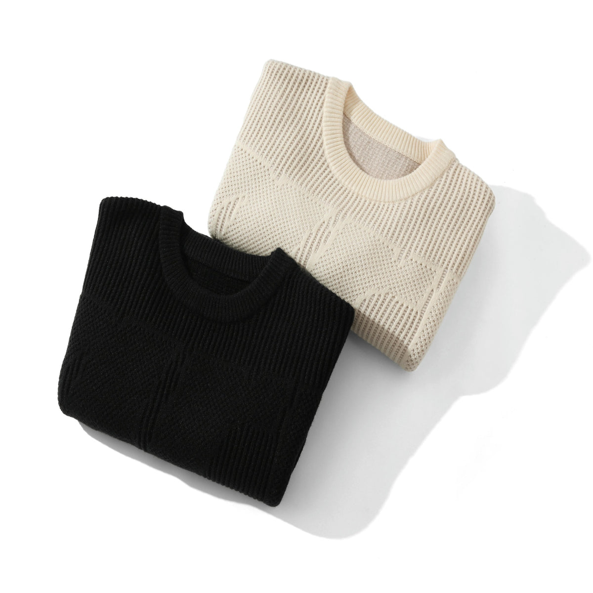 Unisex Structured Oversize Round Neck Sweater with Panel Knit EVA-US