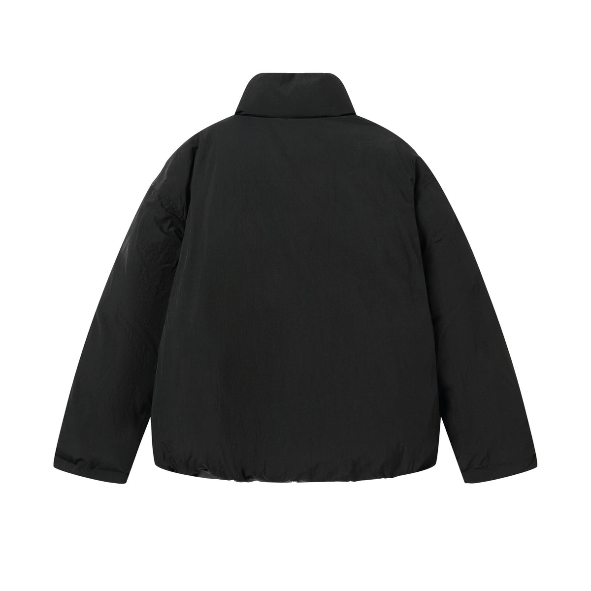 Unisex Reversible Puffer Jacket Short with High Stand-Up Collar and Concealed Closure EVA-US
