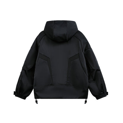 Unisex technical padded hoodie with utility pockets and adjustable hem EVA-US