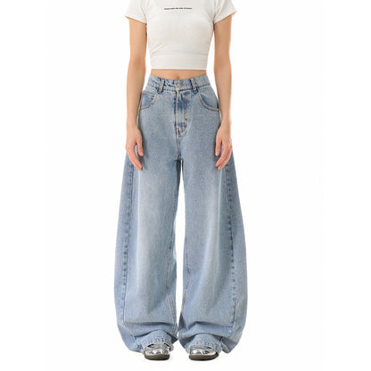 Women's Wide Cropped Denim Culotte with High Waist and Carrot Shape EVA-US