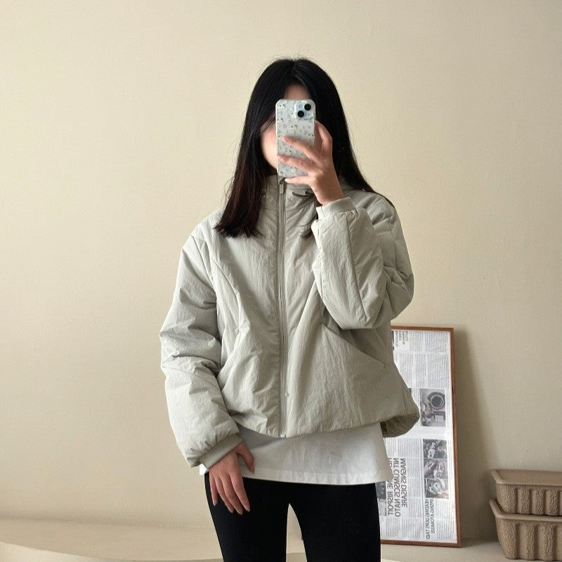 Women short cut light thermo hoodie jacket with oversized silhouette EVA-US