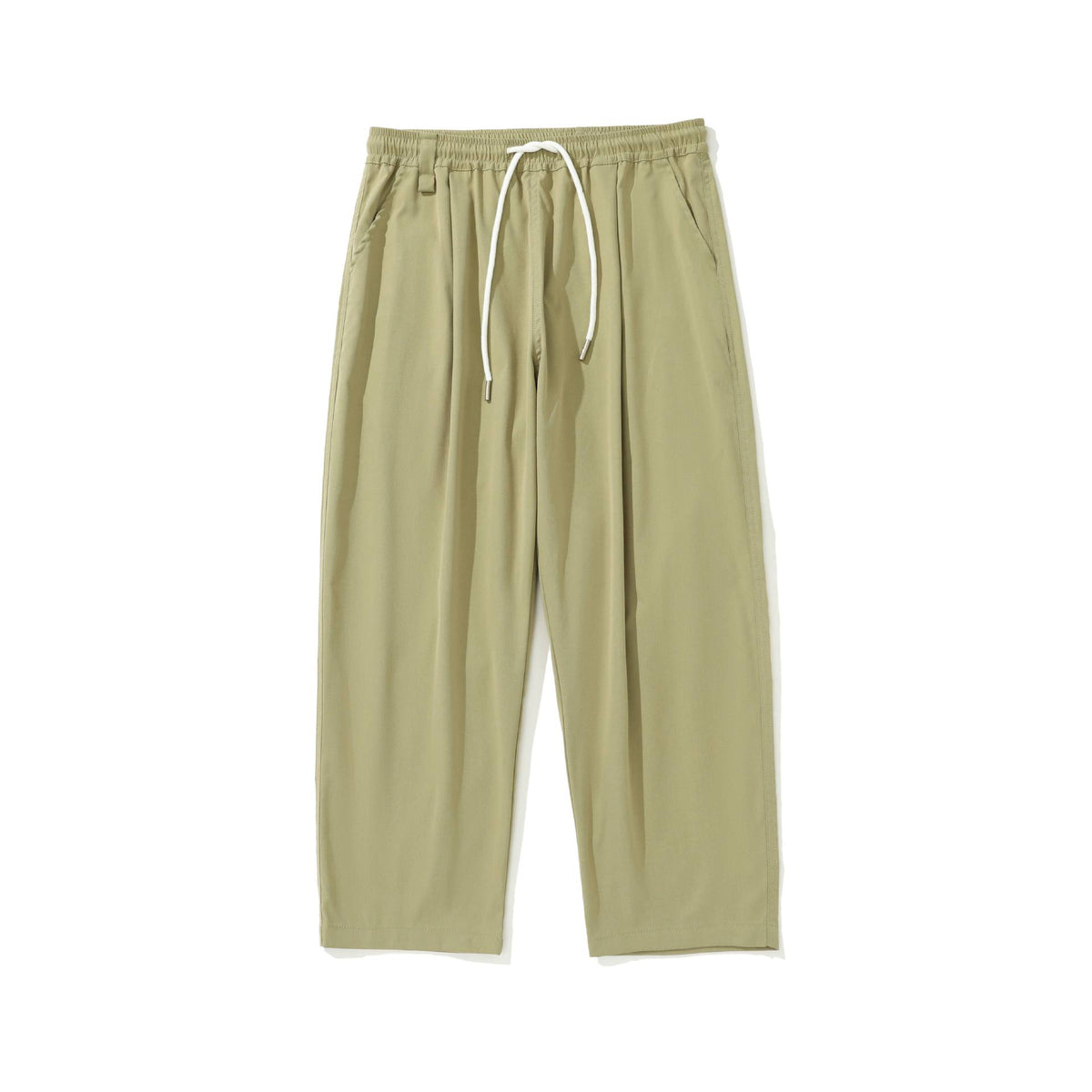 Women Cropped Comfort Pants with Elastic Waistband and Drawstring EVA-US