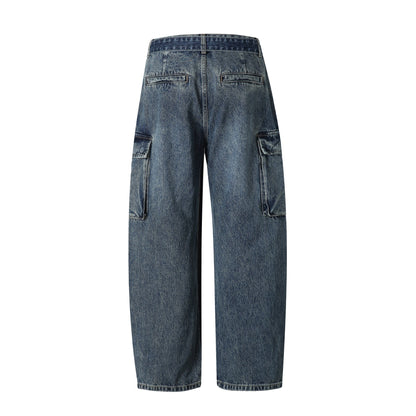 Women's High-Waisted Cargo Jeans with Belt, Loose Fit and Used Look EVA-US