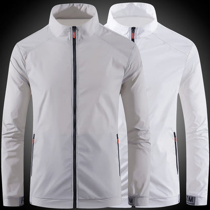 Men's nan ultra-light windproof casual jacket with stand-up collar, concealed zipper, and zippered pockets EVA-US