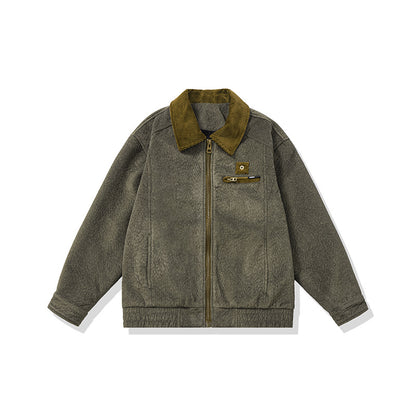 Men's short-cut fleece jacket with cord collar and safety chest pocket EVA-US