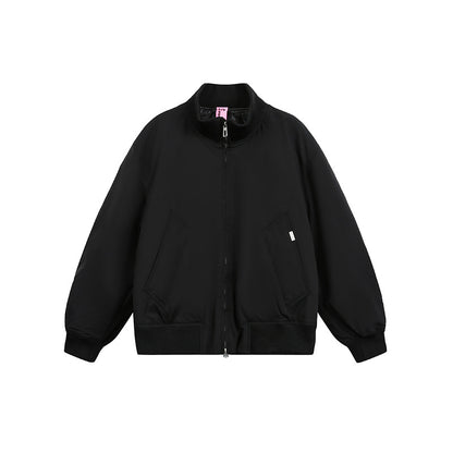 Unisex Boxy Bomber Jacket in Oversize Style with Ribbed Cuffs and Two-Way Zipper EVA-US