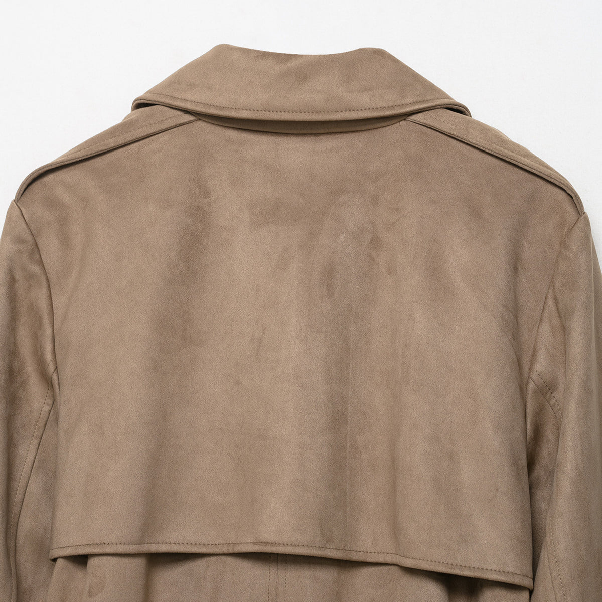 Ladies trench coat in velour leather look double-breasted with waist belt EVA-US