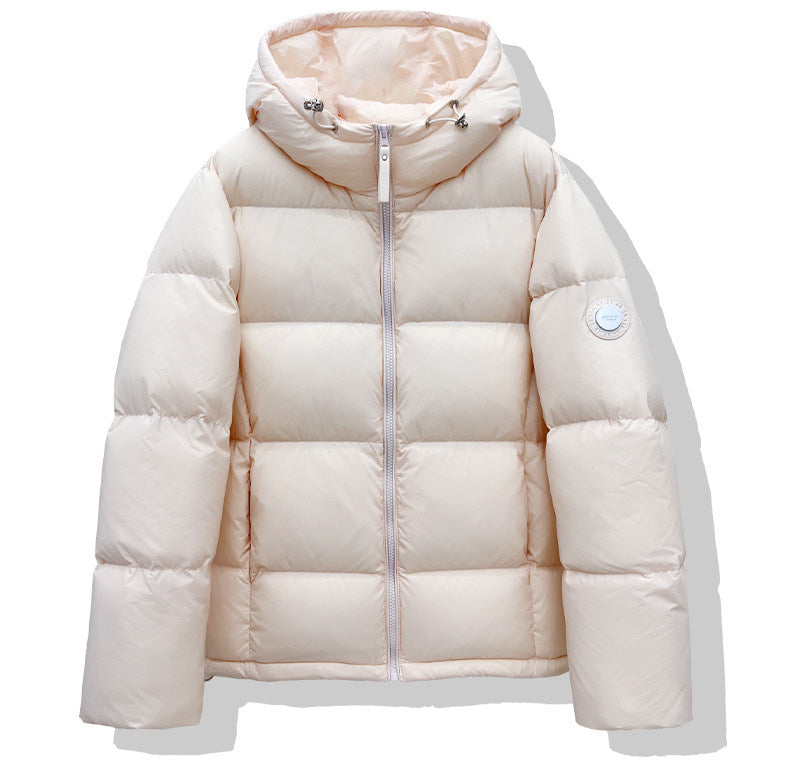 Ladies Short Puffer Jacket with XXL Hood and Square Quilting EVA-US