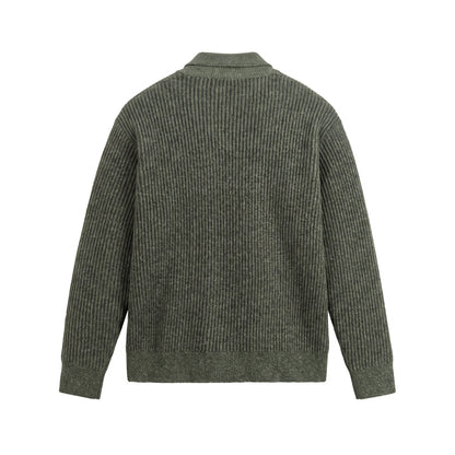 Men's knit sweater with polo collar and distinctive ribbed structure EVA-US