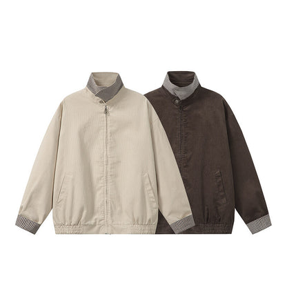 Men's casually cut corduroy blouson jacket with concealed zipper and elastic hem