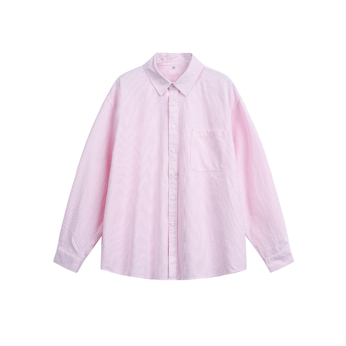 Women's loosely cut shirt blouse with fine striped texture, Kent collar and chest pocket.