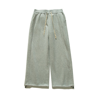 Women's Wide Sweat Culotte with Drawstring, Decorative Seams and Adjustable Hem EVA-US