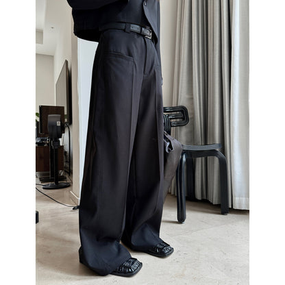 Women High-waisted Pleated Palazzo Pants with Sewn-in Side Pockets EVA-US