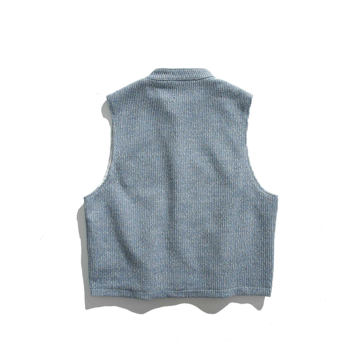 Women's knitted vest with stand-up collar, button placket and patch pockets EVA-US