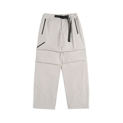 Unisex Technical Cargo Capri Pants with Elastic Waistband, Integrated Belt, and Waterproof Zippers EVA-US