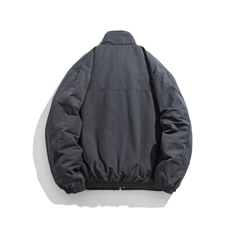 Men's Boxy Utility Bomber Jacket with Stand-Up Collar and Flap Pockets EVA-US