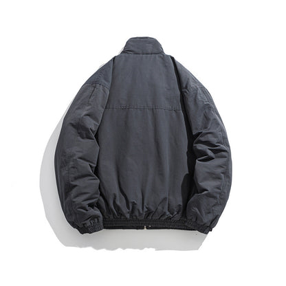 Men's Boxy Utility Bomber Jacket with Stand-Up Collar and Flap Pockets EVA-US