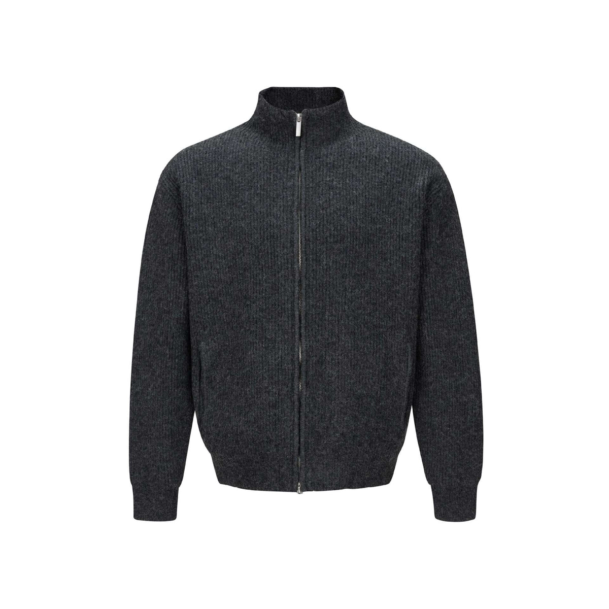 Unisex Short Ribbed Knit Zipper with High Stand Collar and Slim Fit EVA-US