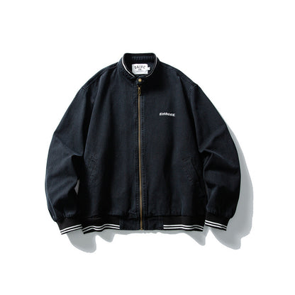 Unisex Kastig cut cotton canvas bomber jacket with stand-up collar and ribbed hem EVA-US
