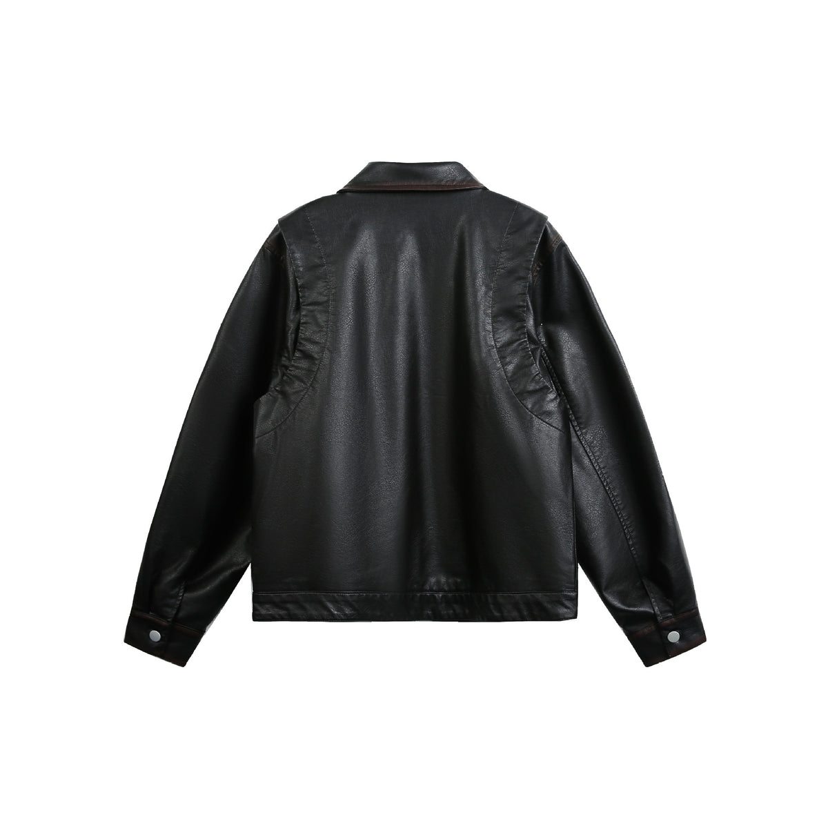 Unisex Oversized Faux Leather Pilot Jacket with Full Metal Zipper EVA-US