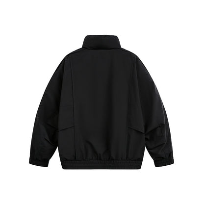Men's Lightweight Windproof Urban-Utility Bomber Jacket with Stand Collar and Elastic Hem EVA-US