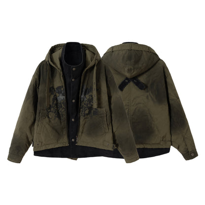 Men's Short Field Parka with modular inner lining, hood, and cargo pockets EVA-US