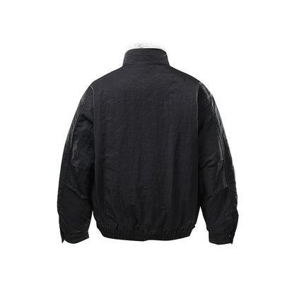Men's Quilted Bomber Jacket with High Teddy Collar, Concealed Zipper and Elastic Hem EVA-US