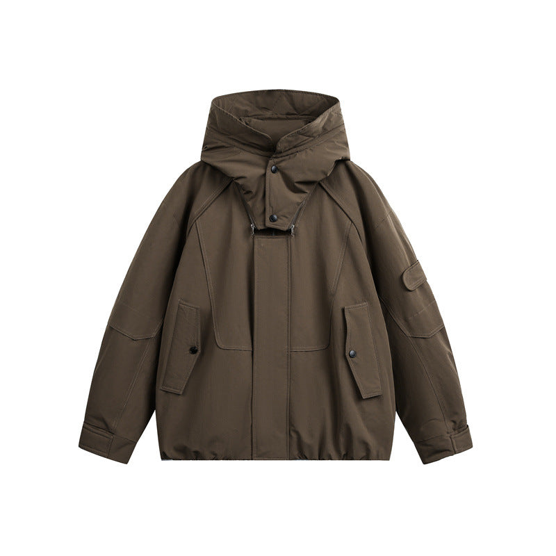 Men's technical outdoor jacket with adjustable hood and utility pockets EVA-US