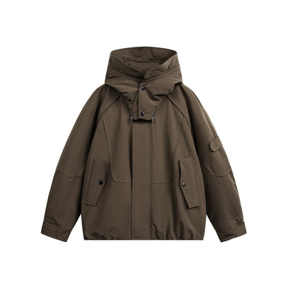Men's technical outdoor jacket with adjustable hood and utility pockets EVA-US
