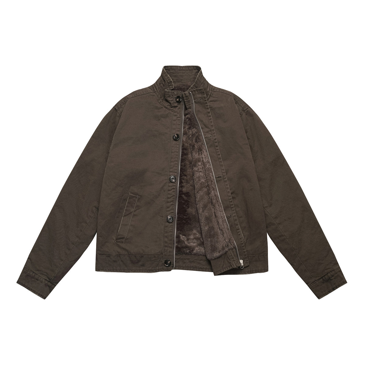Men's short jacket in field blouson style with soft teddy lining and stand-up collar EVA-US