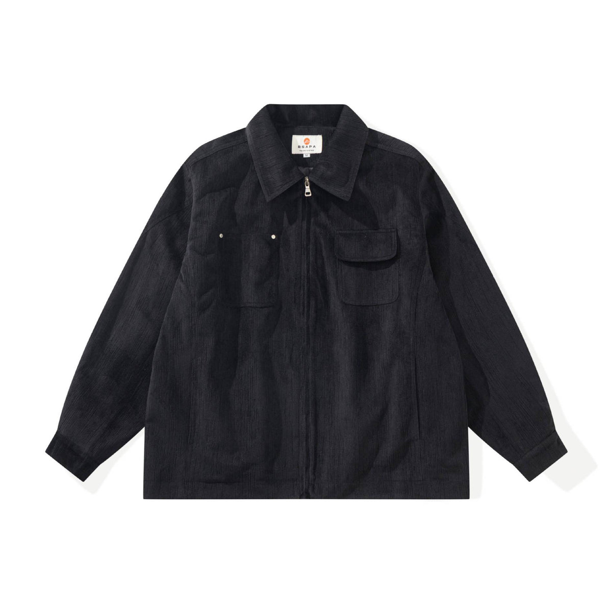 Unisex Boxy Cut Cord Over Shirt with Zipper and Flap Pockets EVA-US