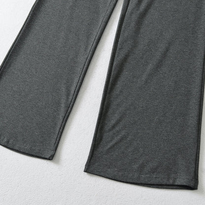 Women's Wide Jersey Lounge Pants with Folded Waistband and Drawstring EVA-US