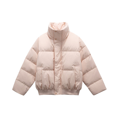 Unisex Boxy padded short jacket with high stand collar and elastic hem EVA-US
