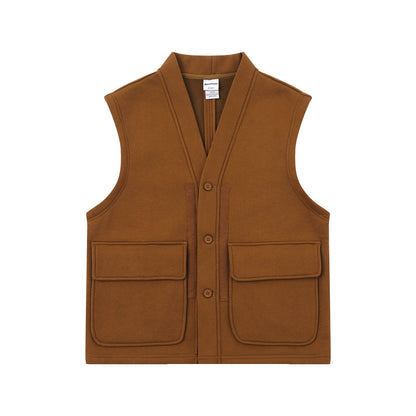Unisex Utility Vest with V-neck, large flap pockets and button placket EVA-US