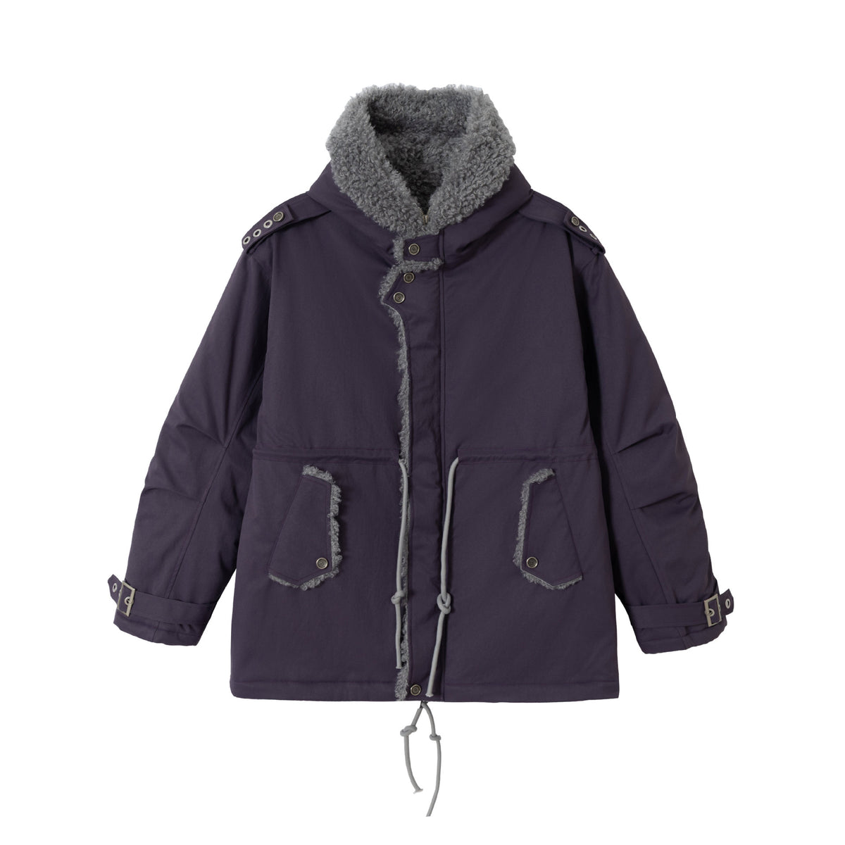 Women's short parka with teddy lining, drawstring and buckle sleeves EVA-US