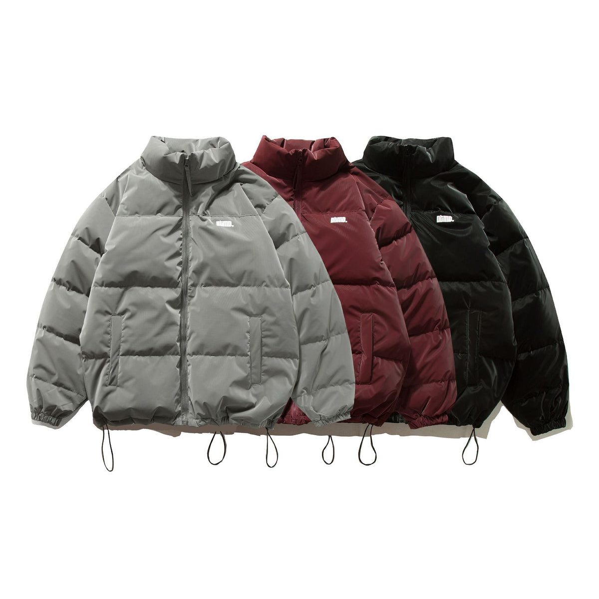 Unisex Short Oversized Quilted Puffer with High Stand-Up Collar and Drawstring EVA-US