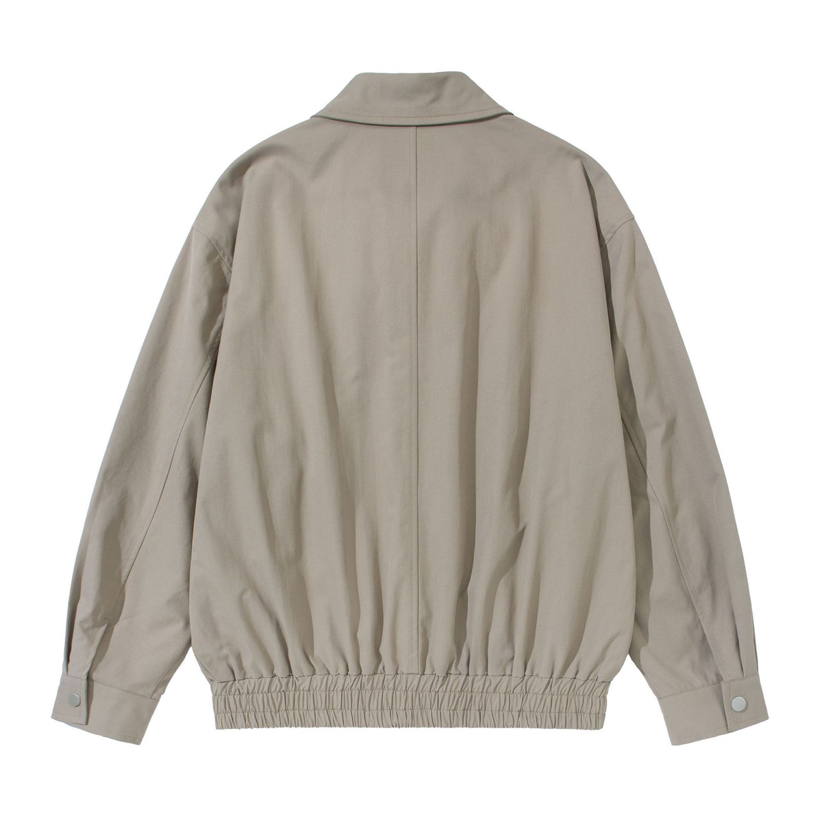 Unisex Short Cut Boxy Blouson Jacket with Shirt Collar, Concealed Zipper and Gathered Hem EVA-US