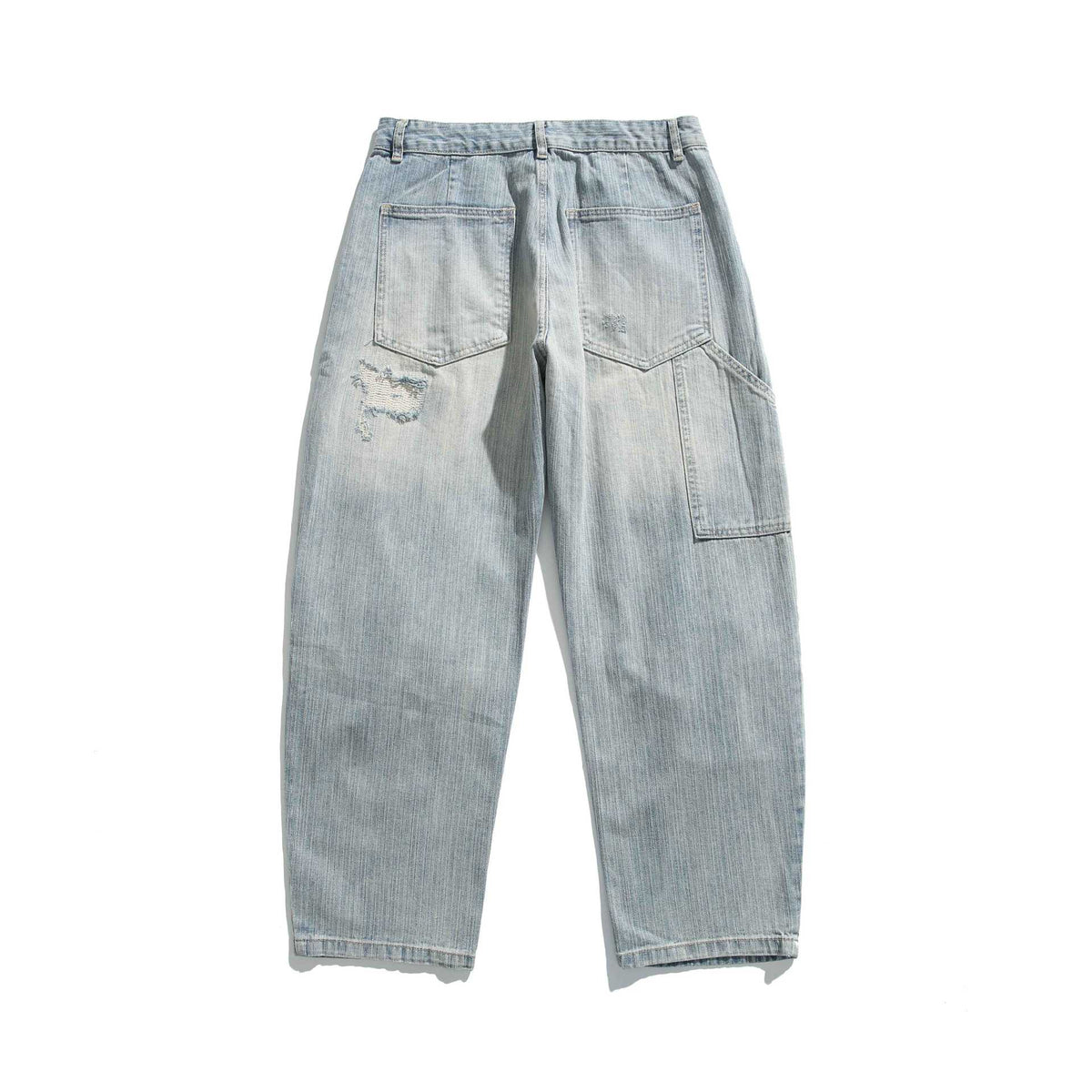 Men's Casual Straight-Leg Jeans with Destroyed Details and Mid-Rise EVA-US
