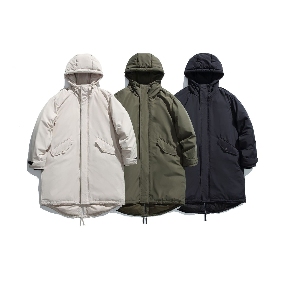 Men's Long Insulated Functional Parka with Stand-Up Collar and Drawstring Hem EVA-US