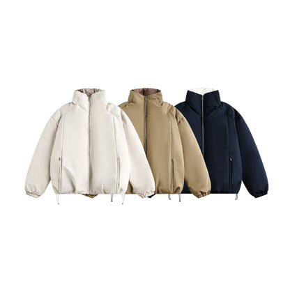 Men's short parka with high stand-up collar, padded thermal insulation and drawstring EVA-US