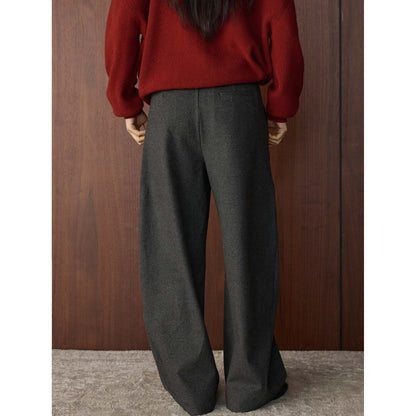Women's high-waisted wool blend palazzo pants with wide leg and crease EVA-US