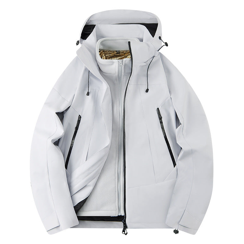 Unisex Softshell Outdoor Jacket with continuous fleece lining, adjustable hood, and water-repellent membrane EVA-US