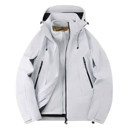 Unisex Softshell Outdoor Jacket with continuous fleece lining, adjustable hood, and water-repellent membrane EVA-US
