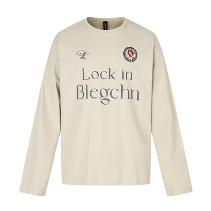 Unisex Crew Neck Sweatshirt with large typographic print and embroidered emblem EVA-US