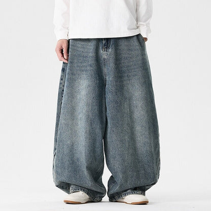 Men's extra-wide baggy jeans with a dropped crotch, relaxed low-crotch cut, and wide hem EVA-US
