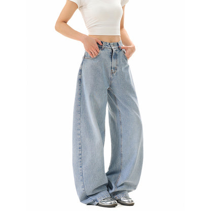 Women's Wide Cropped Denim Culotte with High Waist and Carrot Shape EVA-US