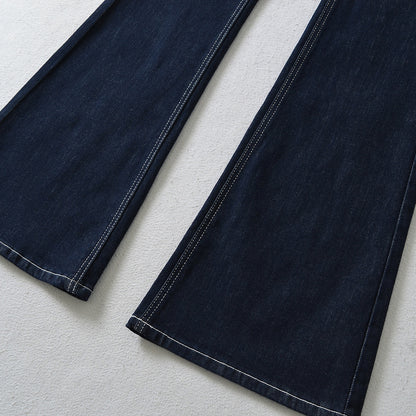 Women Flared Jeans with decorative center seam and contrast stitching EVA-US