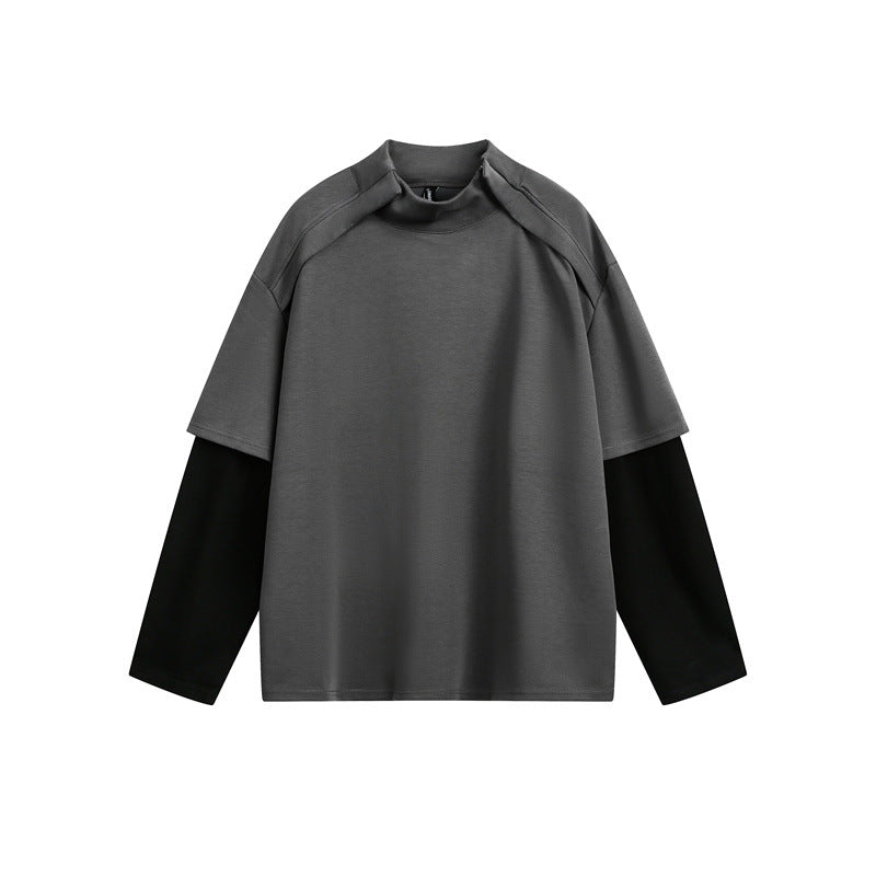 Unisex Oversize-Layer-Long Sleeve Shirt with Integrated Insert and Stand-up Collar EVA-US