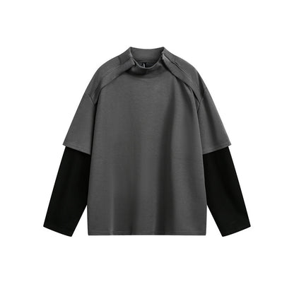 Unisex Oversize-Layer-Long Sleeve Shirt with Integrated Insert and Stand-up Collar EVA-US