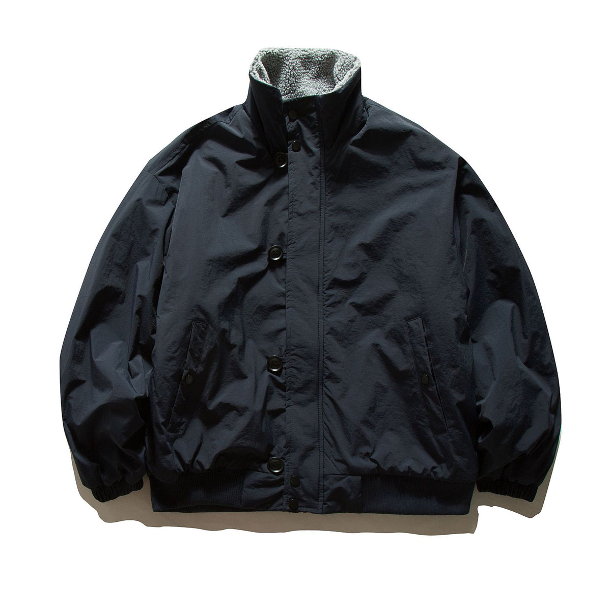 Men's short-cut thermo blouson jacket with high-collar sherpa collar EVA-US